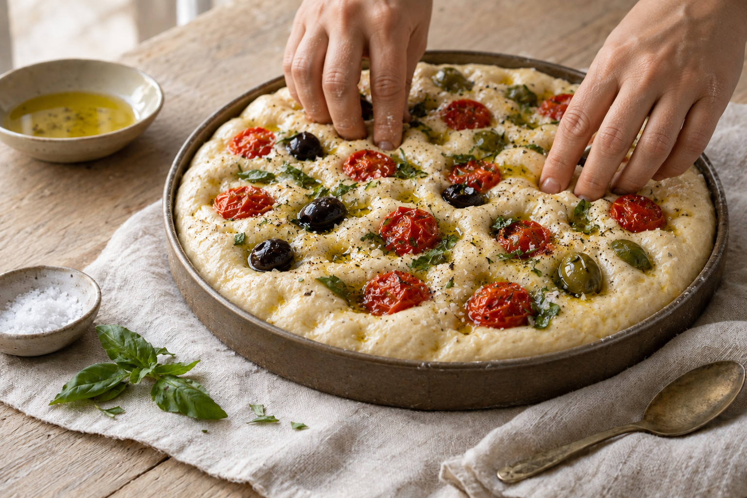 Focaccia Barese Recipe with Tomatoes, step photo 3